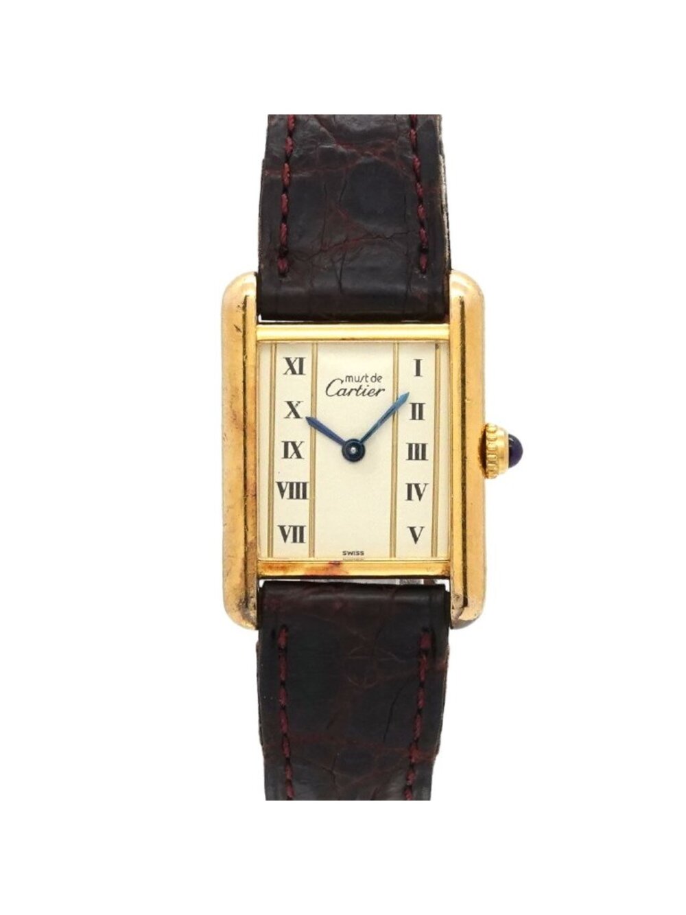 Cartier Must Tank SM Vermeil Vintage Watch 925 Sterling Silver Quartz